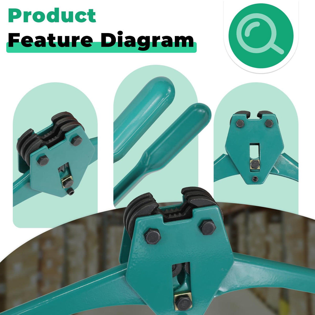 Strapping Sealer/Crimper for 1/2"-3/4" Polypropylene (PP) Polyester Strapping Band Manual Banding Tool with 20.8"