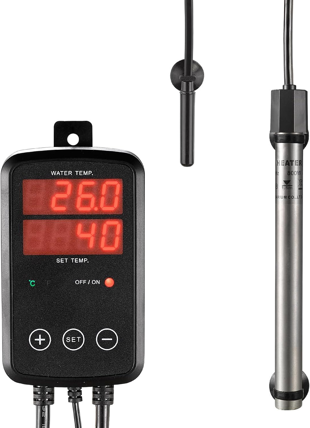Titanium Aquarium Heater 800W, Submersible Fish Tank Heater with Digital Display Temperature Controller, 0℃-40℃