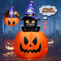 5.3 FT Halloween Inflatable Animated Witch Cat in Pumpkin, Blow Up Yard Decorations with Build-in LEDs Lighted Decor