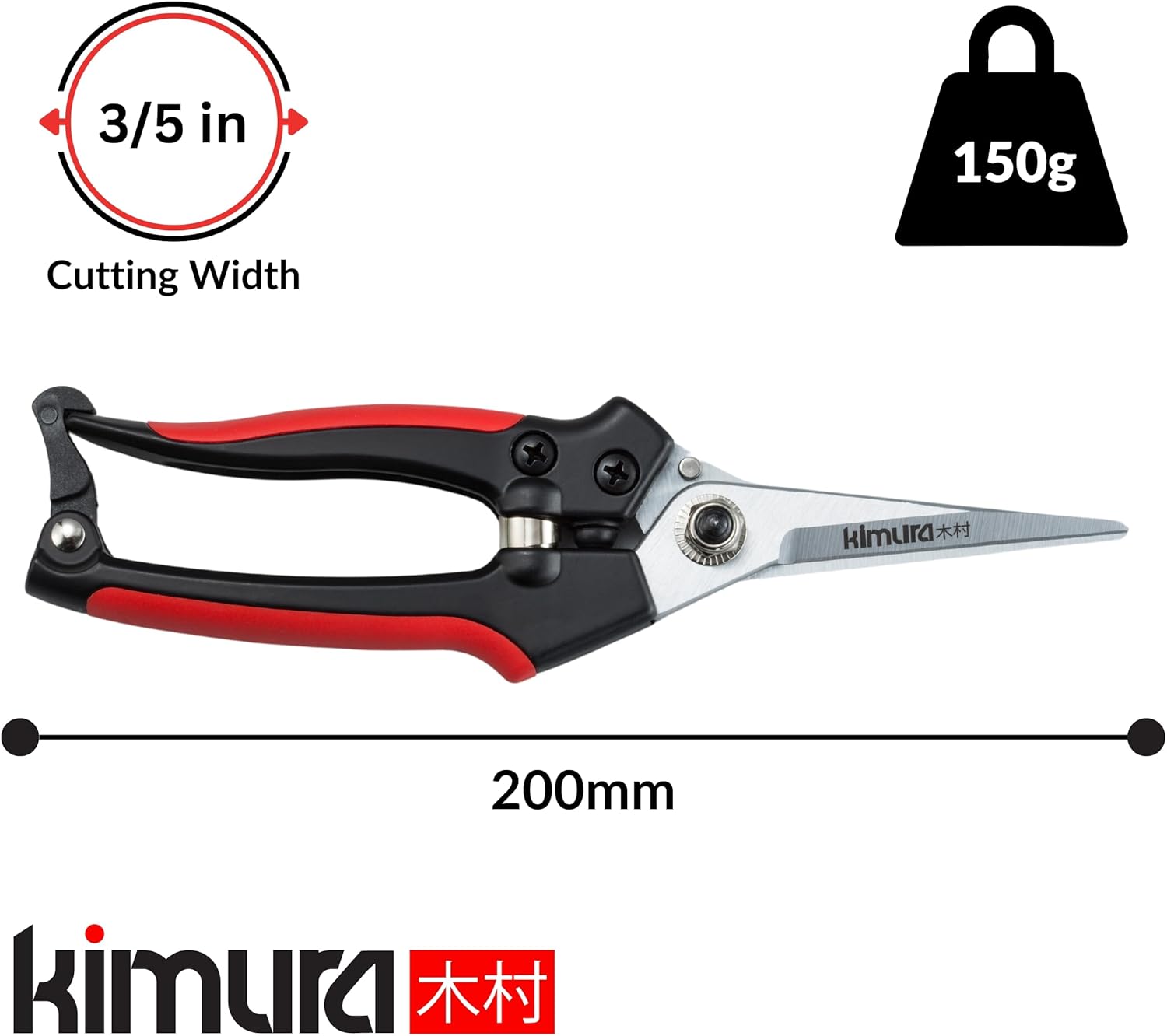 8" Pro Pruning Scissors, Premium Japanese SK5 Hi-Carbon Steel Blades, Non-Slip Vinyl Coated Handles, Lightweight &