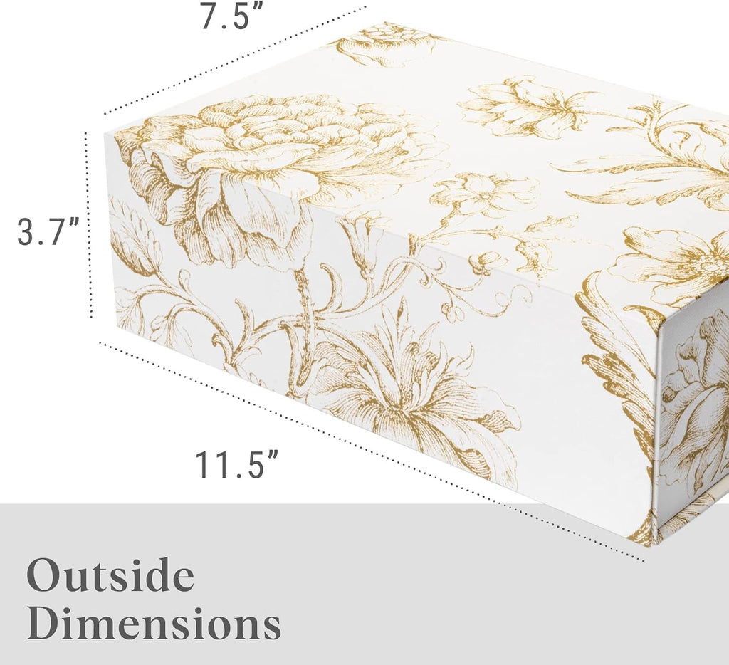 Luxury Keepsake Gift Box | Gold Floral, 11.5" x 7.5" x 3.5"