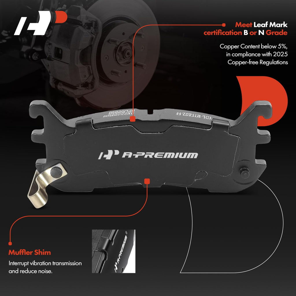 A-Premium Rear Ceramic Brake Pads Compatible with Ford & Mazda
