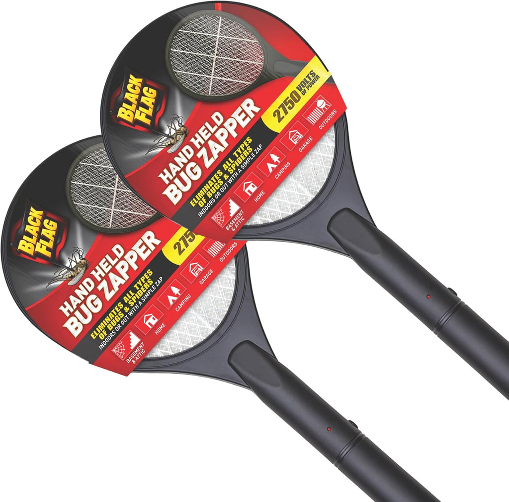 2-Pack Electric Bug Zapper Rackets, Mosquito & Fly Swatter, Battery Operated (Black)