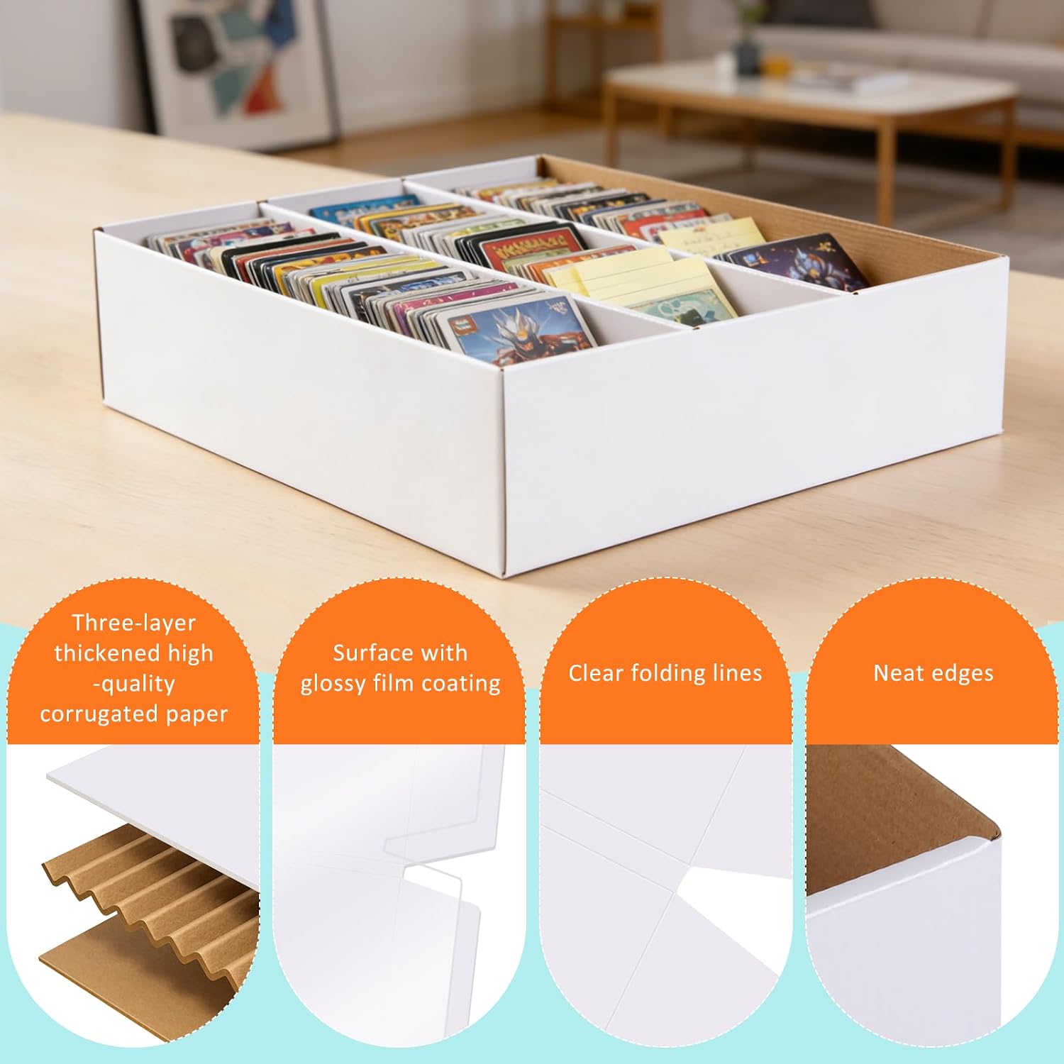 Card Storage Box,3 Rows about 2400 Count Collector Cards Box with Divider,Trading Card Storage Box for TCG/Mtg/Sports