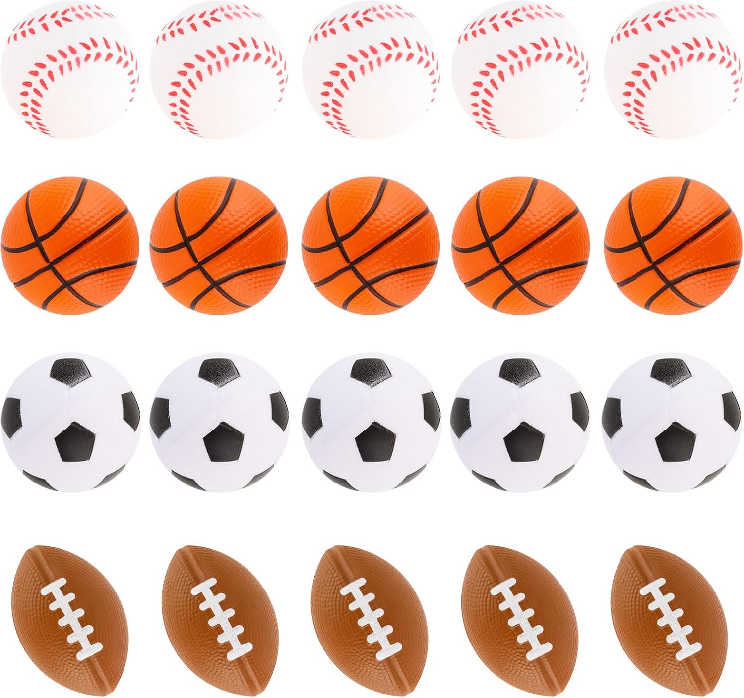 Mini Sport Stress Ball 20 Packs Sport Party Supplies Small Foam Anxious Toy Baseball Basketball Football Soccer