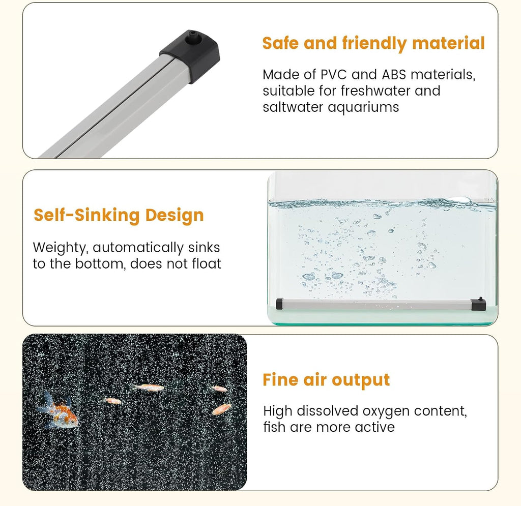 Aquarium Bubble Strip, Nano Air Bubble Curtain Wall Aquarium Air Stone Kit, Quiet High Dissolved Oxygen Diffuser Fish