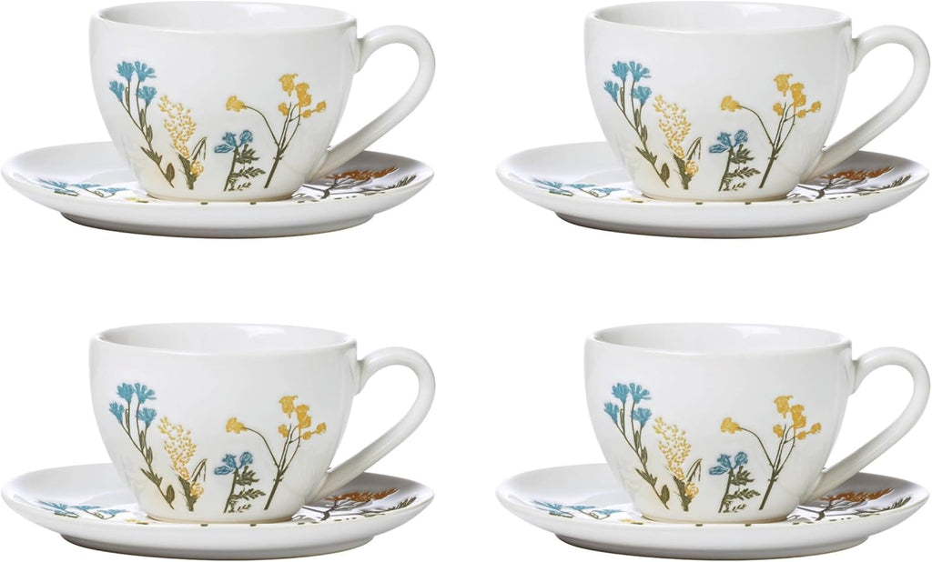 896612 Wildflowers 8-Piece Espresso Cups & Saucers Set