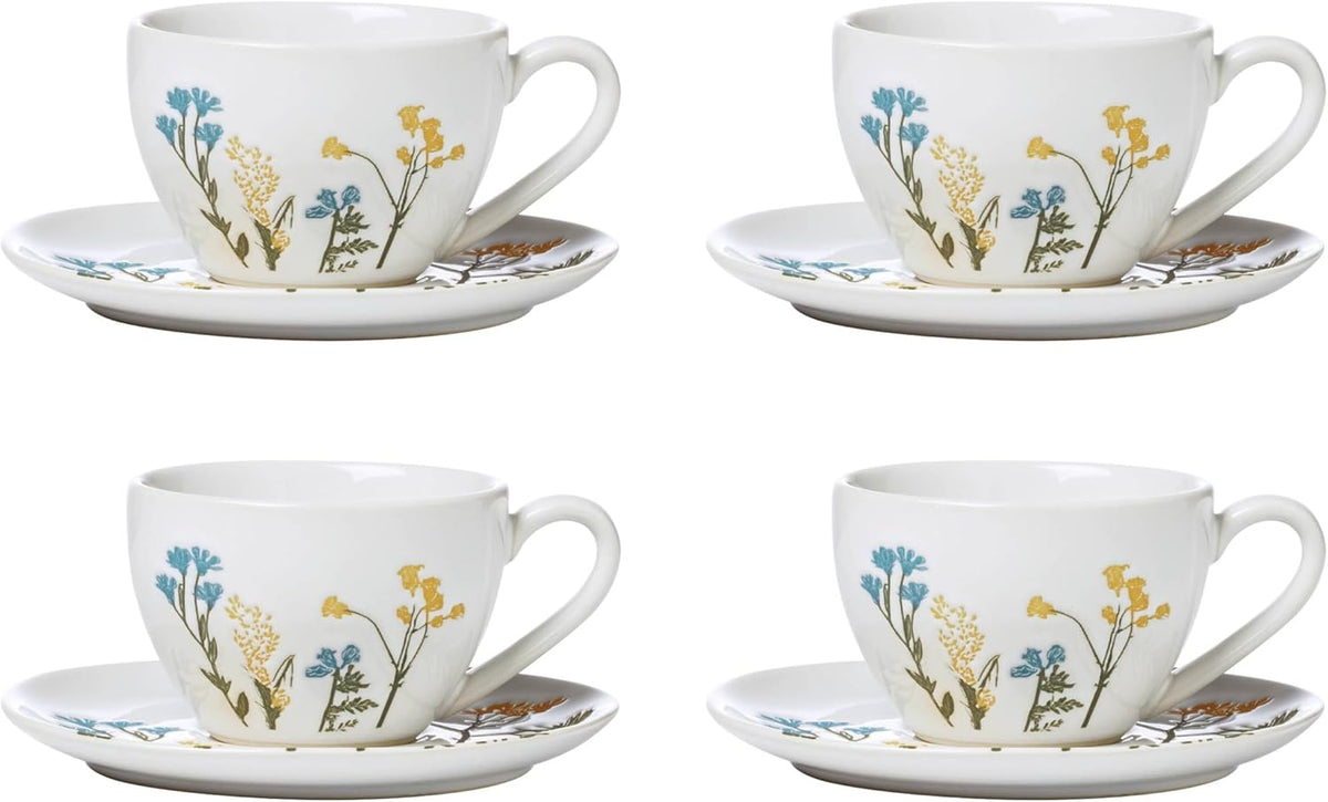 896612 Wildflowers 8-Piece Espresso Cups & Saucers Set