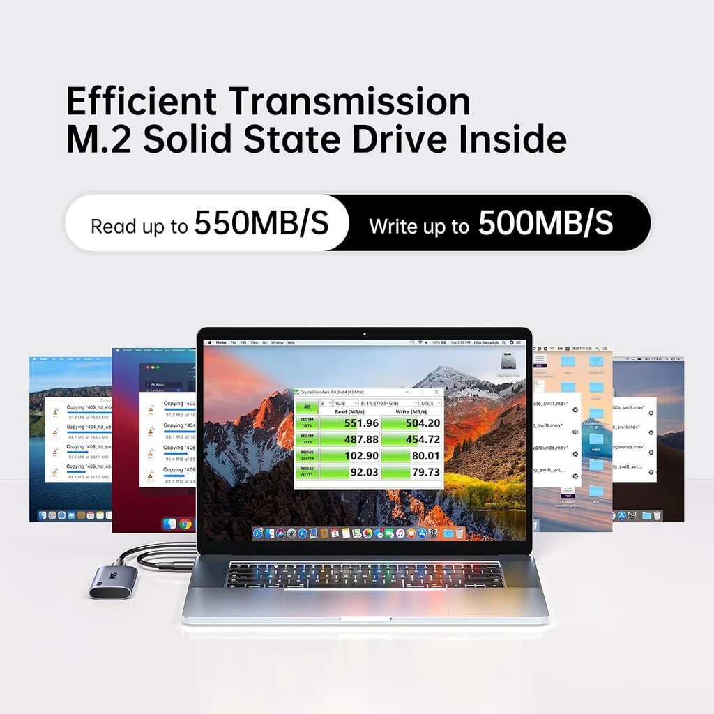 128GB SSD External Hard Drive, Portable SSD Up to 550MB/s Fast Solid State Drives, External Drive USB 3.2 Gen2 for