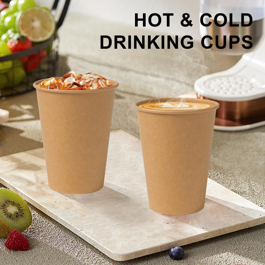 300 Pack 12 oz Kraft Paper Cups, Unbleached Disposable Coffee Cups