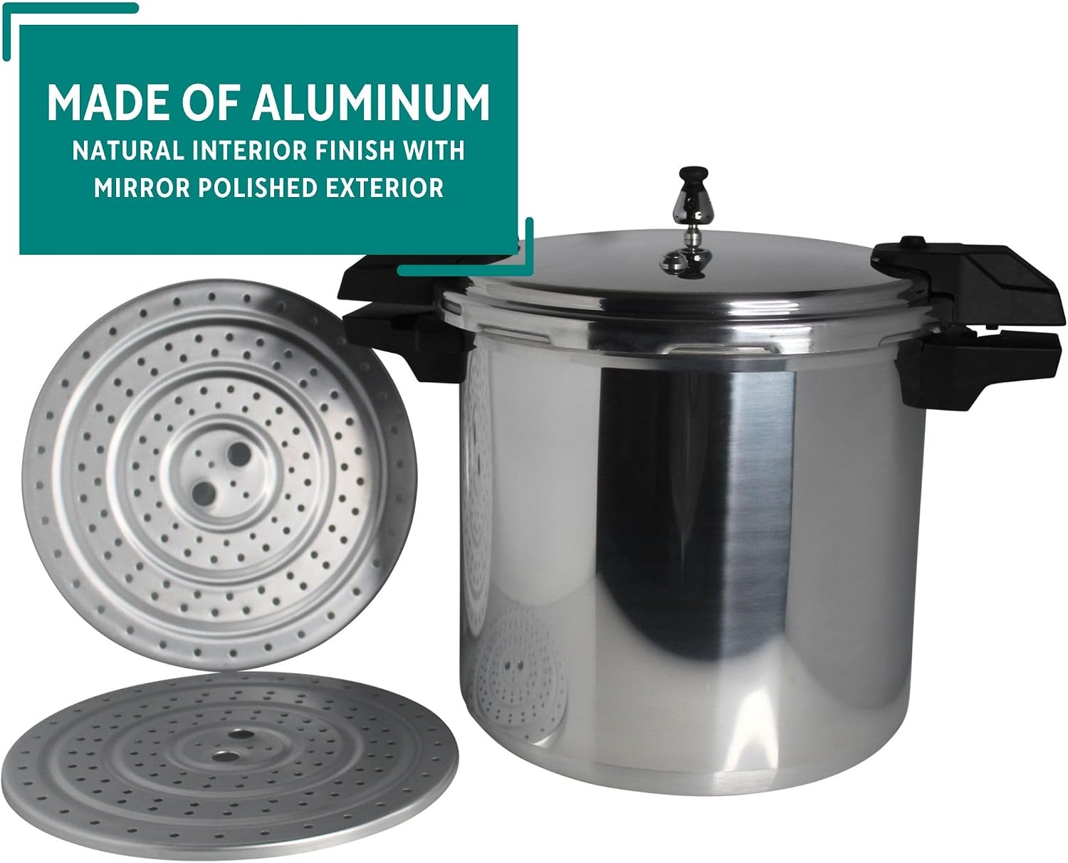 22 Qt Aluminum Pressure Canner with 3 Regulators, 5, 10 & 15 PSI
