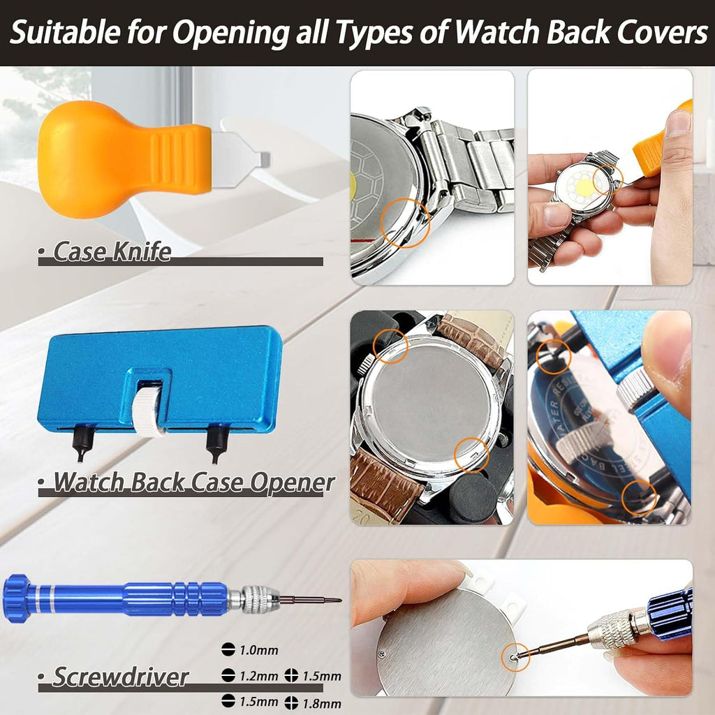 Watch Repair Kit, GLDCAPA Watch Press Tool Set, Watch Battery Replacement Tool Kit, Watch Link Removal Kit, Watch