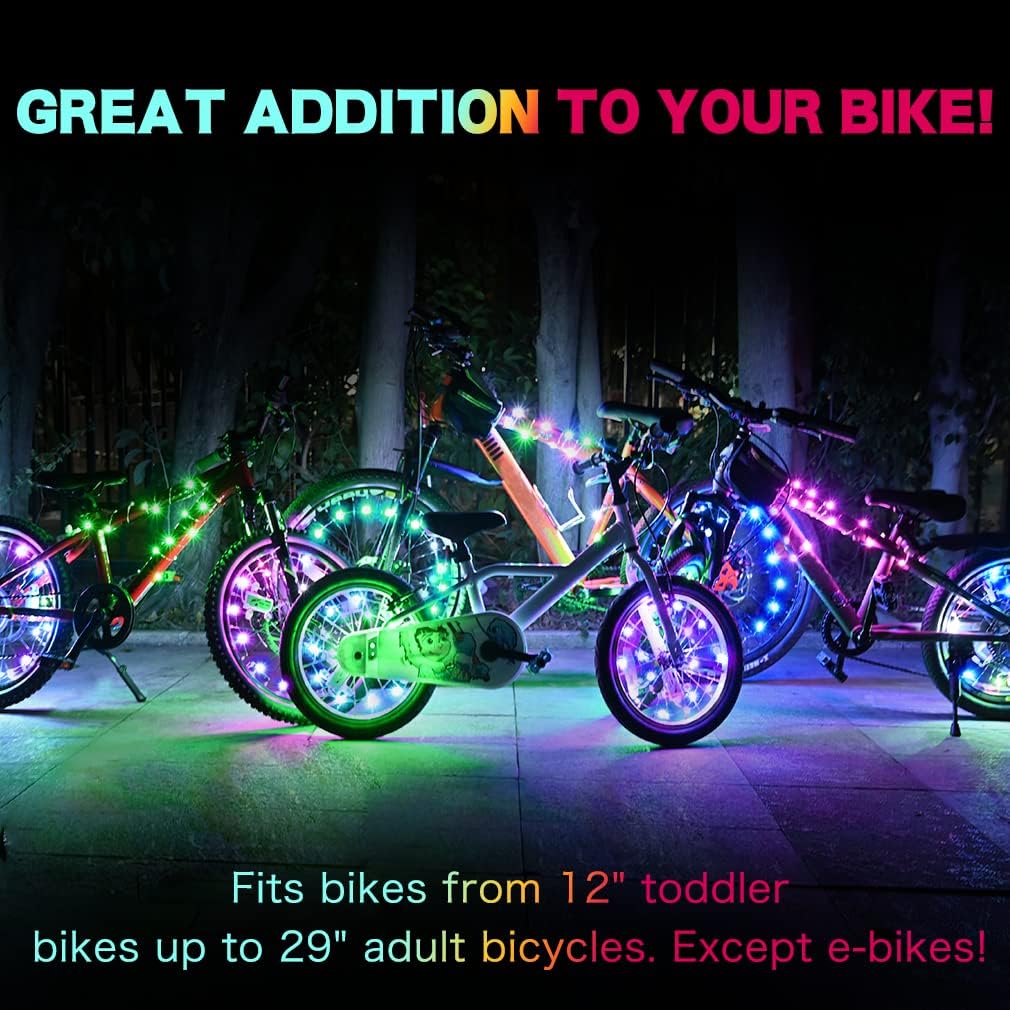 2 Tire Pack LED Bike Wheel Lights Ultra Bright Waterproof Bicycle Spoke Lights Cycling Decoration Safety Warning Tire