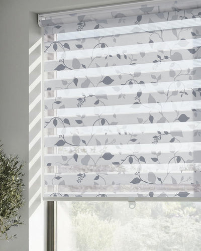 Cordless Zebra Blinds for Windows, Foggy Laurel, 40" W x 72" H
