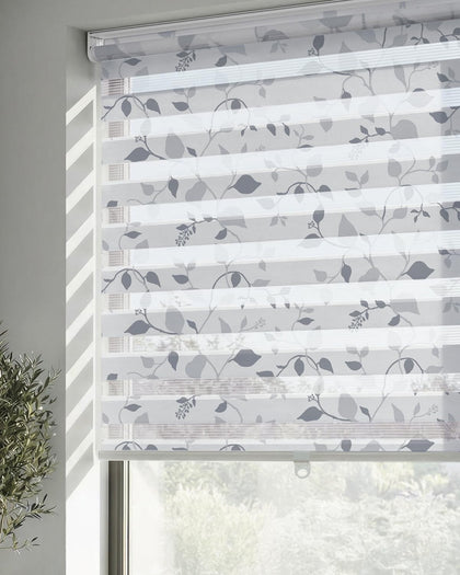 Cordless Zebra Blinds for Windows, Foggy Laurel, 40" W x 72" H