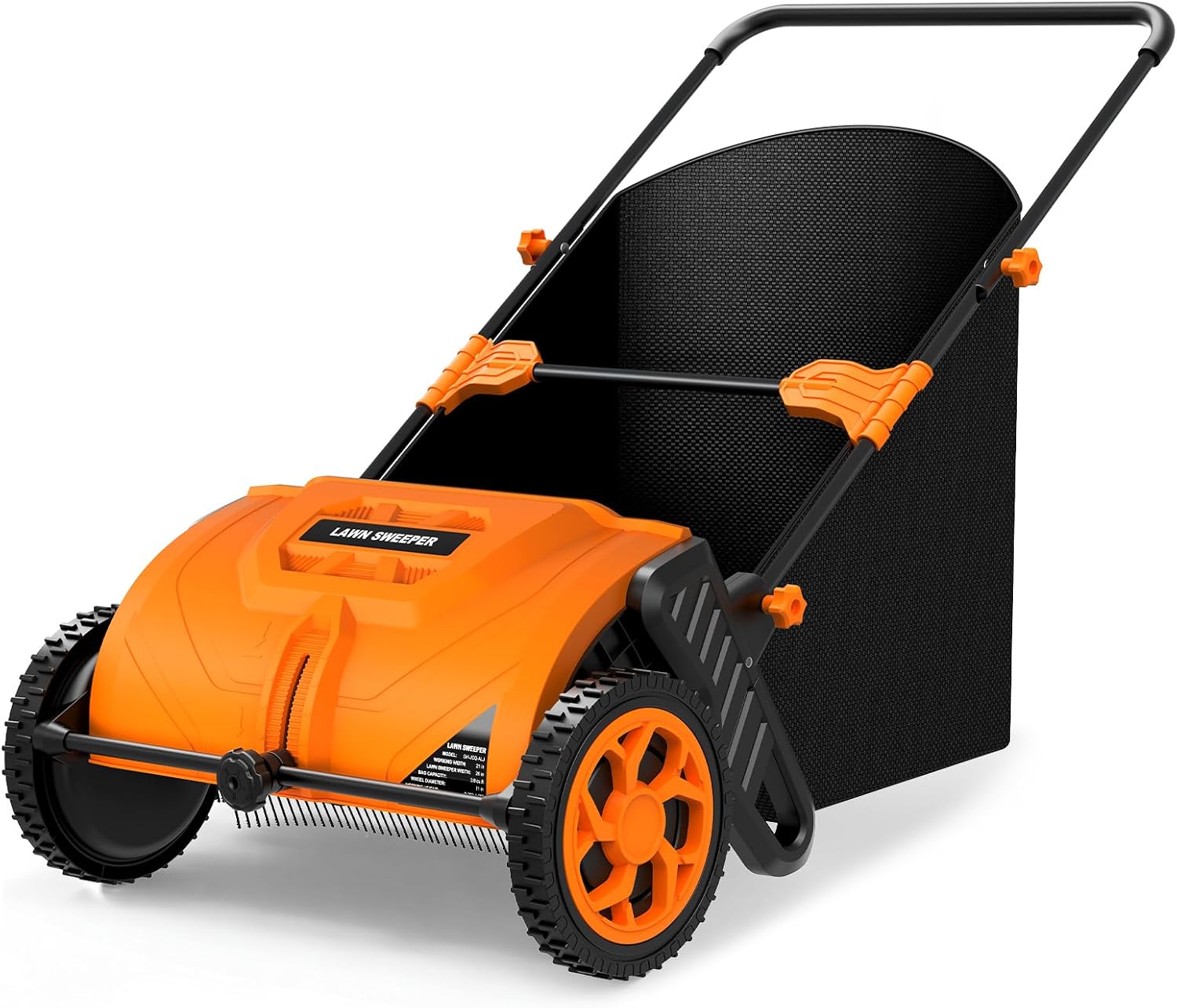 26 Inch Push Lawn Sweeper, 3.8 Cu. ft Grass Cutter, Hopper Bag