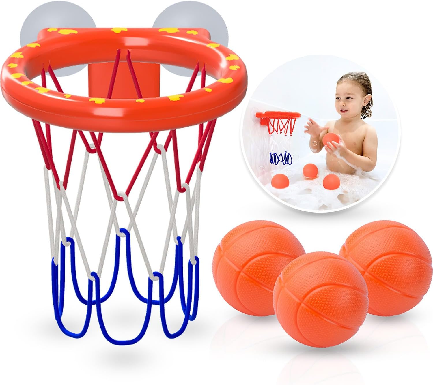 Bath Toys - Bathtub Basketball Hoop for Kids Toddlers - Mold Free Bath Toys with Suction Cup & 3 No Hole Balls