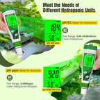 Hydroponic pH EC Meter, Water pH TDS PPM Meter
