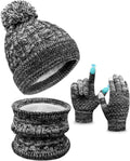 Kids Winter Hat Gloves Scarf Set, Toddler Children Girls Boys Beanie Hat Knitted Mittens & Neck Gaiter Warmer for
