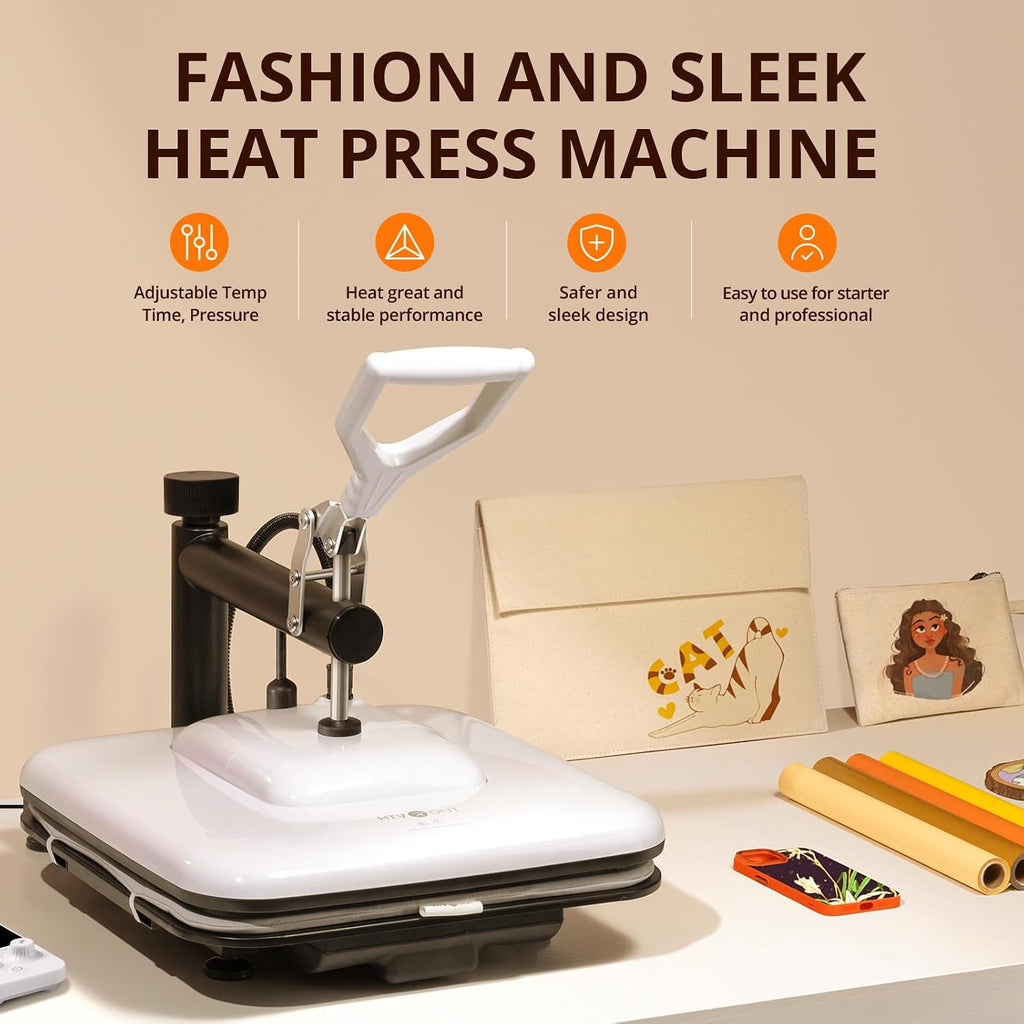 Heat Press Machine for T Shirts - Heat Press 15x15 for Sublimation | DTF, HTV Vinyl Projects| Swing Away Heat Press