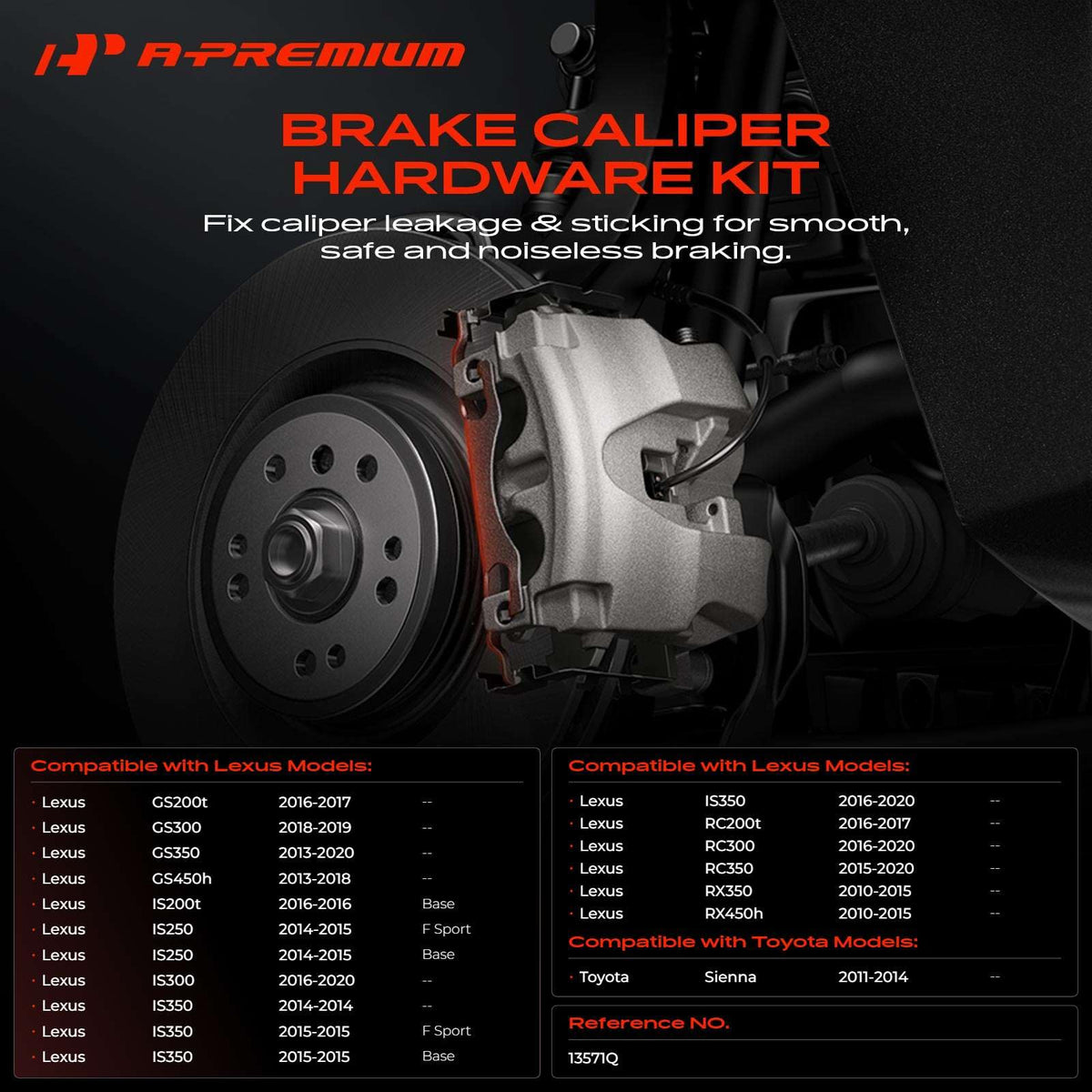 A-Premium Rear Side Disc Brake Hardware Kit
