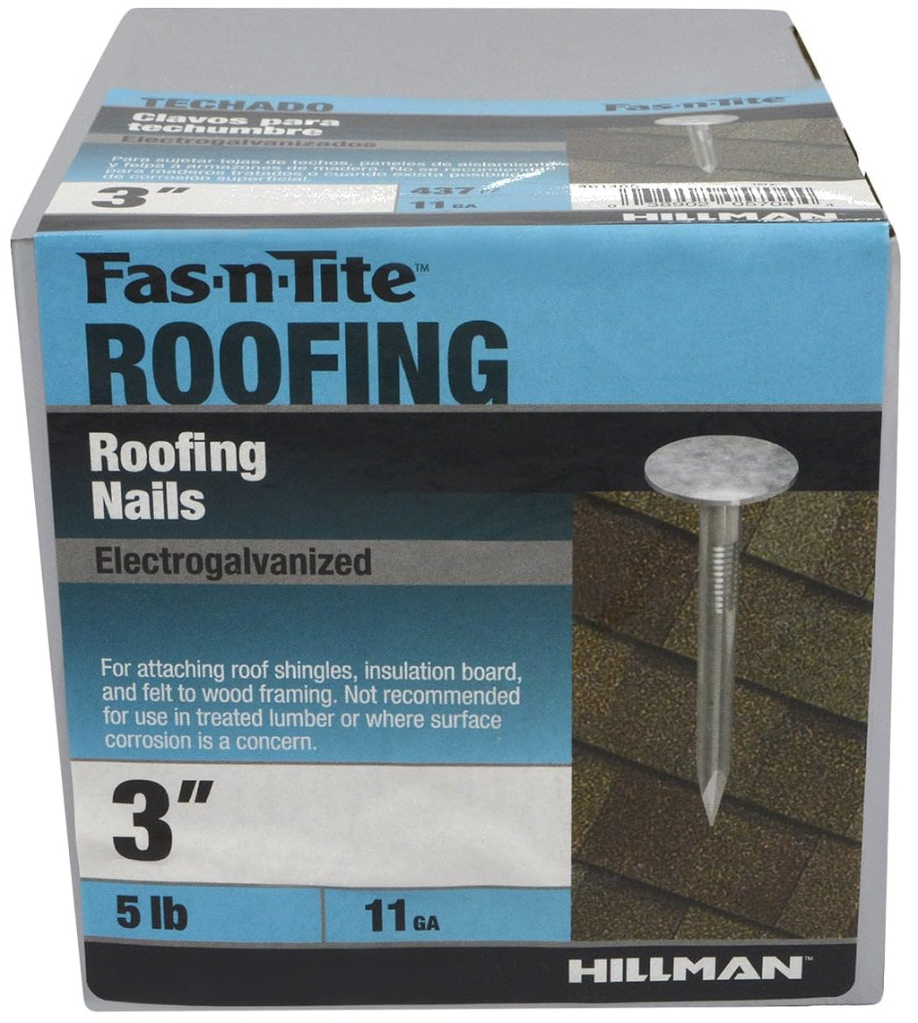 Electro-Galvanized Roofing Nails for Building #11 x 3, 5 lb Box