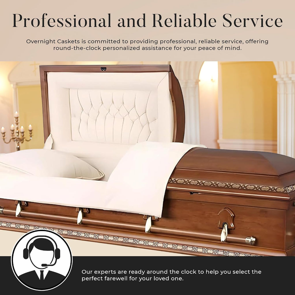 Montana Poplar Wood Casket with Cream Velvet Interior