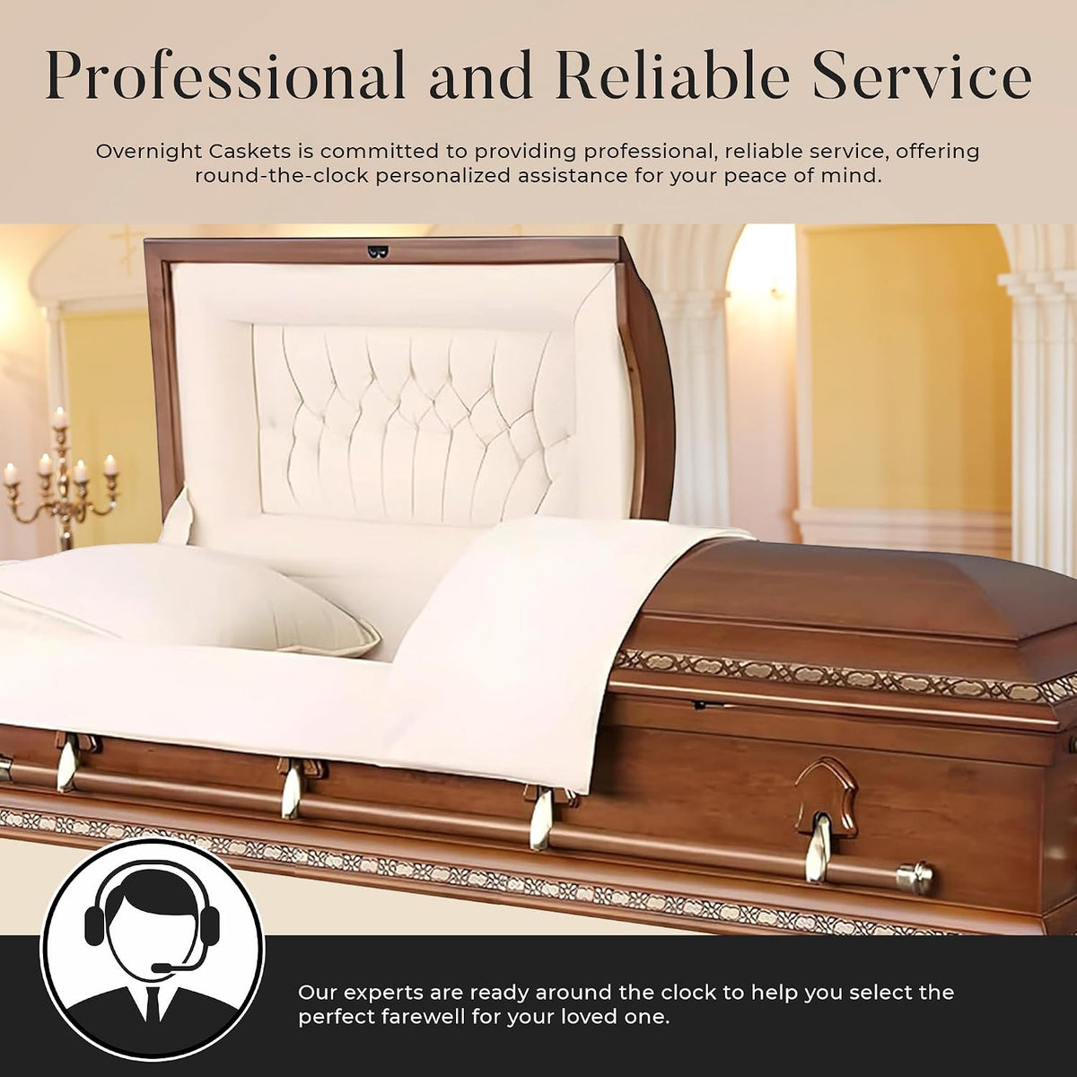 Montana Poplar Wood Casket with Cream Velvet Interior