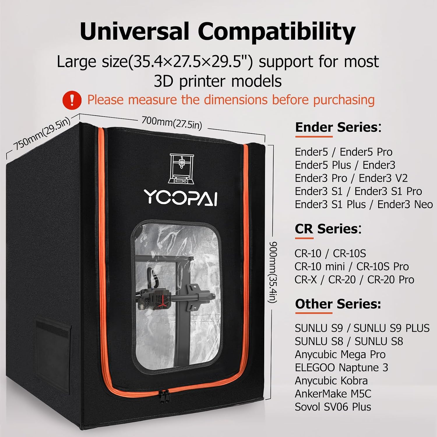 3D Printer Enclosure with LED Light+Low Noise Exhaust Fan