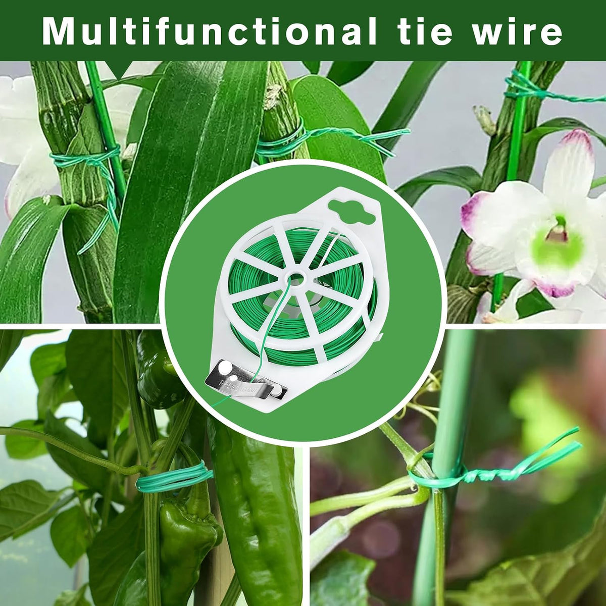 328FT Garden Twist Tie Wire with Cutter, Rustproof for Plants & Home Use