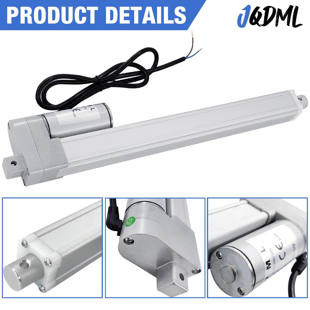 JQDML 12V High Speed Linear Actuator 66lbs - 32 Inch Stroke IP54 Waterproof