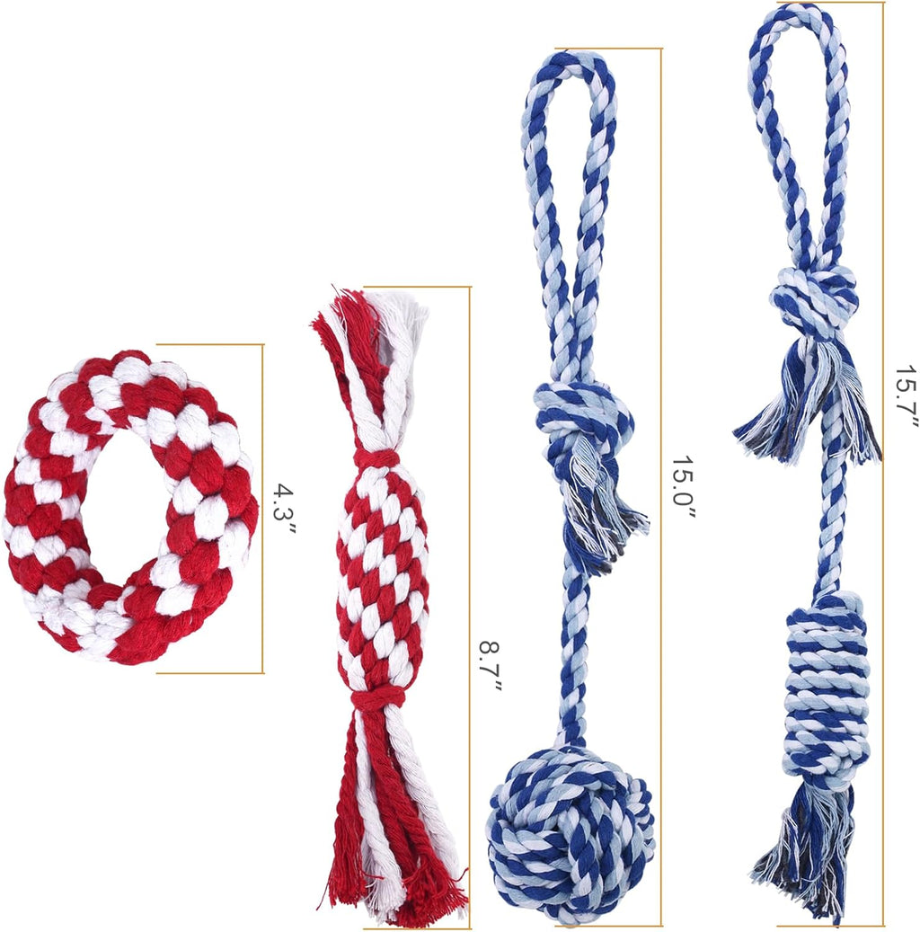 Dog Rope Toys for Small Dogs, 4-Pack Durable Puppy Rope Chew Toys for Teething, Puppy Tug of War Interactive Toy