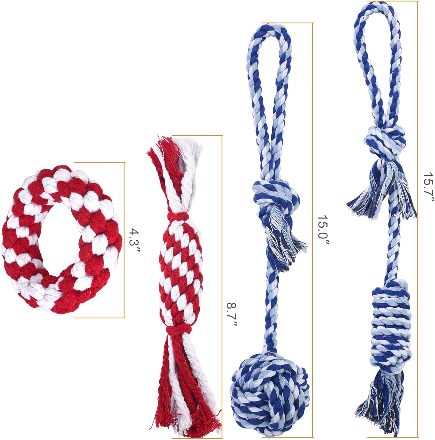 Dog Rope Toys for Small Dogs, 4-Pack Durable Puppy Rope Chew Toys for Teething, Puppy Tug of War Interactive Toy