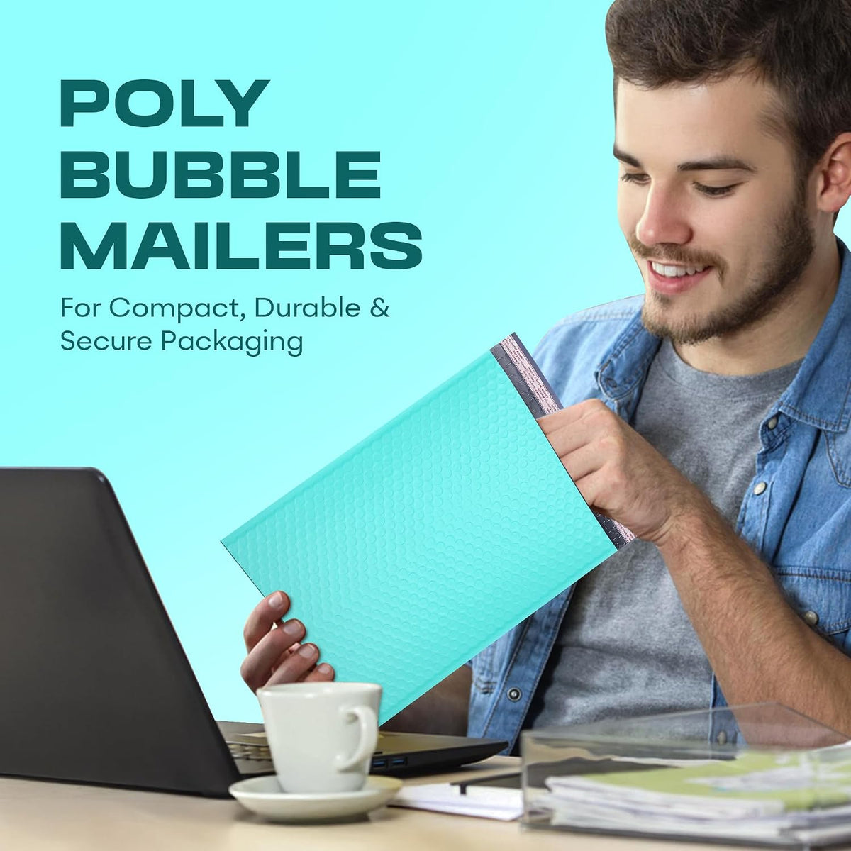 Teal Bubble Mailers 12.5x19, Self Seal Poly Padded Envelopes #6, 20 Pack