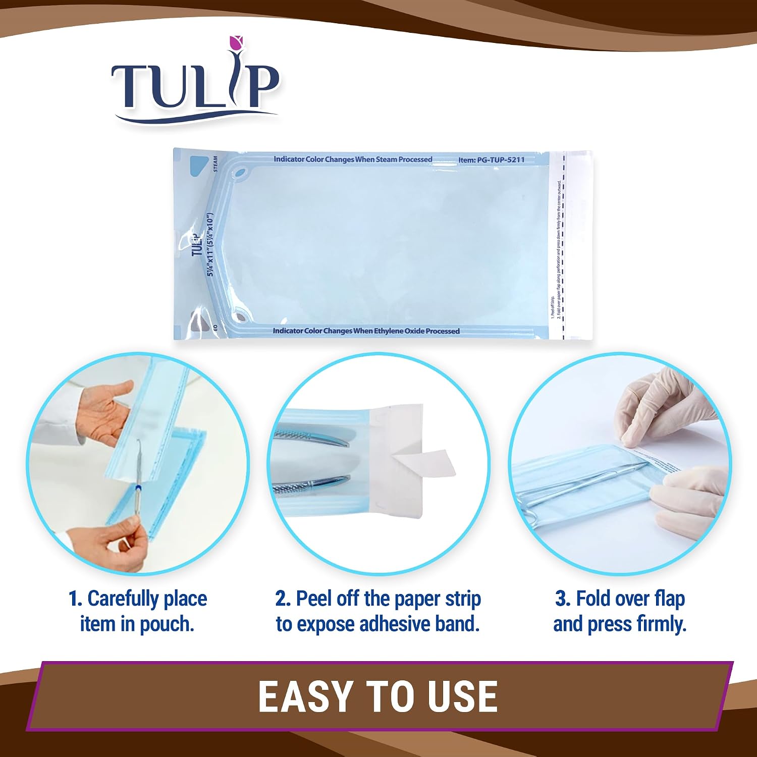 Self Sealing Sterilization Pouch 5.25" x 10" (200 Pack) - Autoclave Sterilizer Bags for Clean Tools - Dental and Nail
