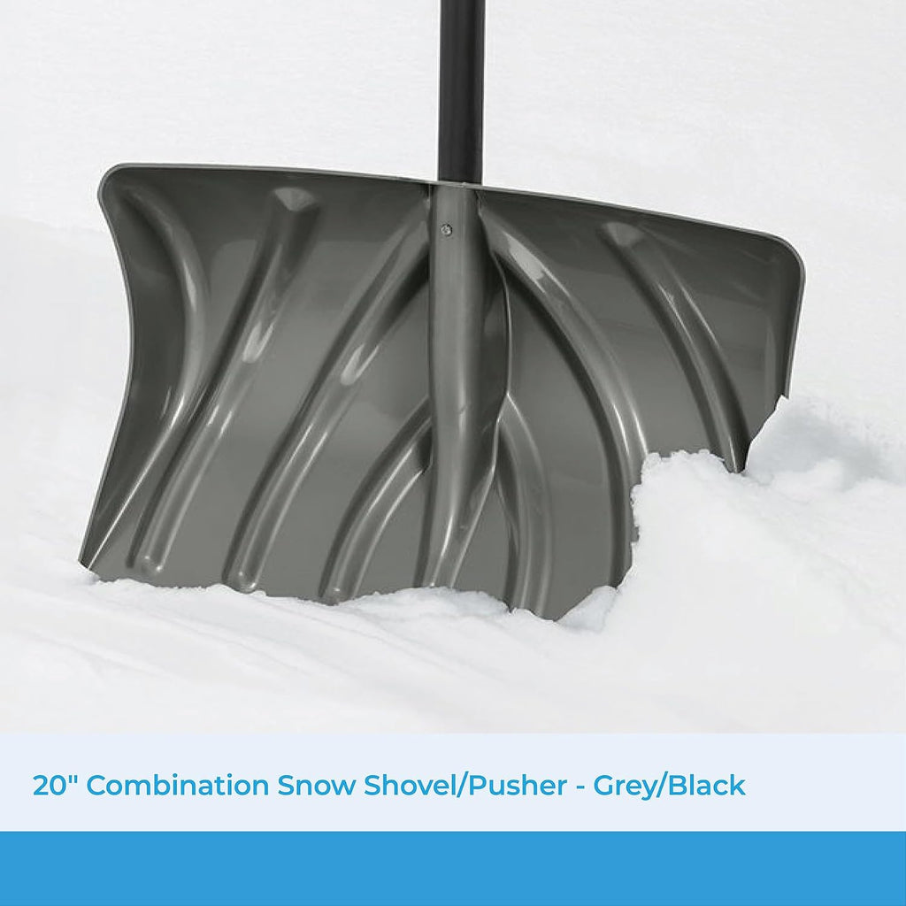 20" Combination Snow Shovel/Pusher, Grey/Black