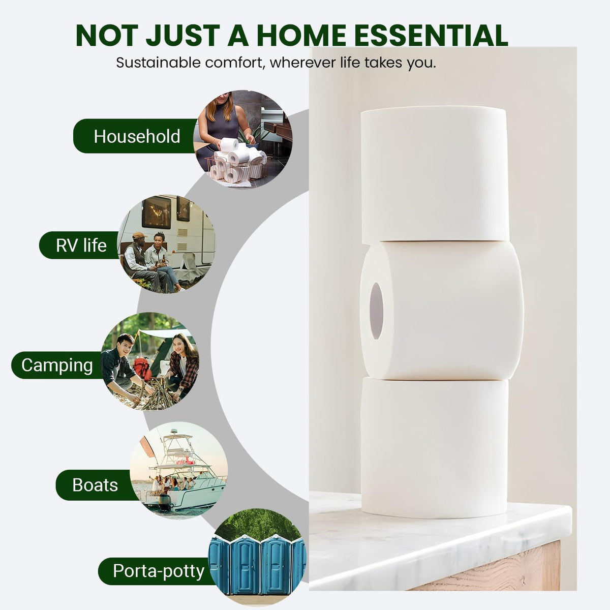 Unbleached Bamboo Toilet Paper, 12 Mega Rolls, 3-Ply Septic-Safe
