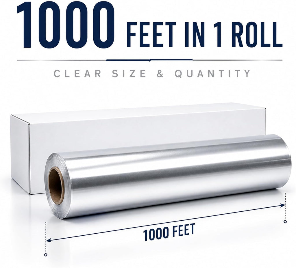 Standard Aluminum Foil Roll, 18 Inch x 1000 Feet, 1 Roll
