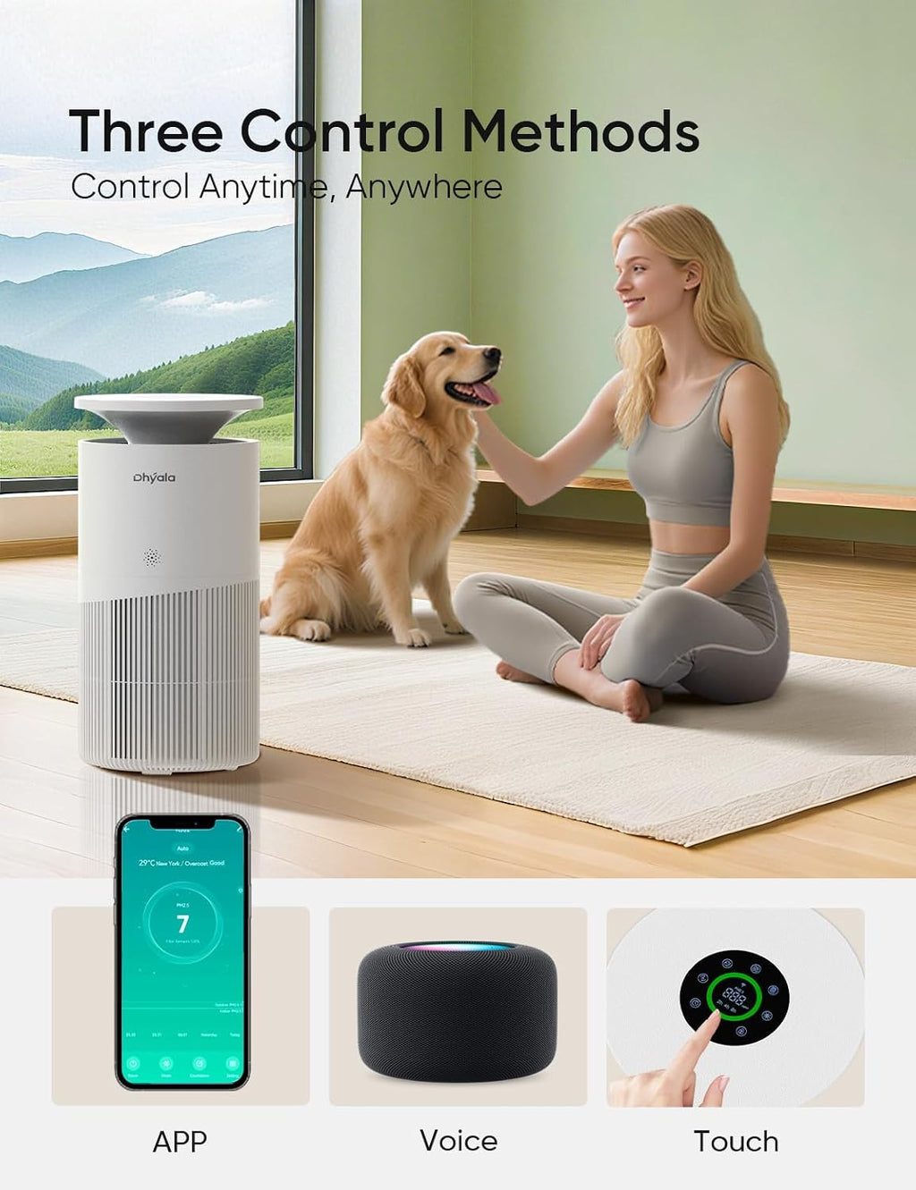 Air Purifier for Home Large Room up to 3620Ft², H13 True HEPA Air Purifiers for Home Pet Hair Dander Odor Pollen, Air