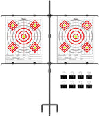 Adjustable Paper Target Stand, Frame with 8 Clips | Clear Bullseye Targets Sheet for Shooting Practice