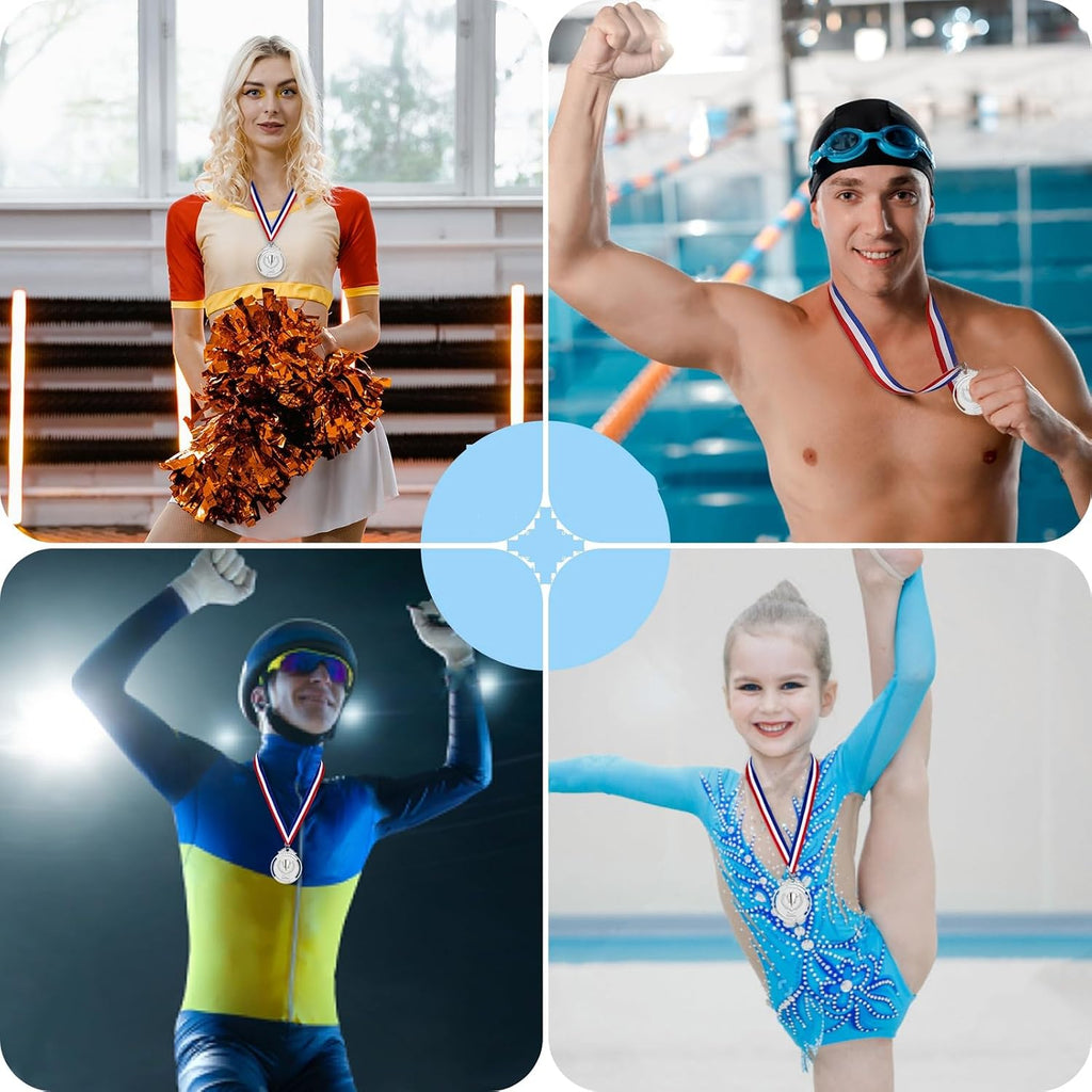 12 Pieces Gold Medal with Neck Ribbons, Kids Reward Medal, Winner Medals Gold Prizes for Sports, Competitions, Party
