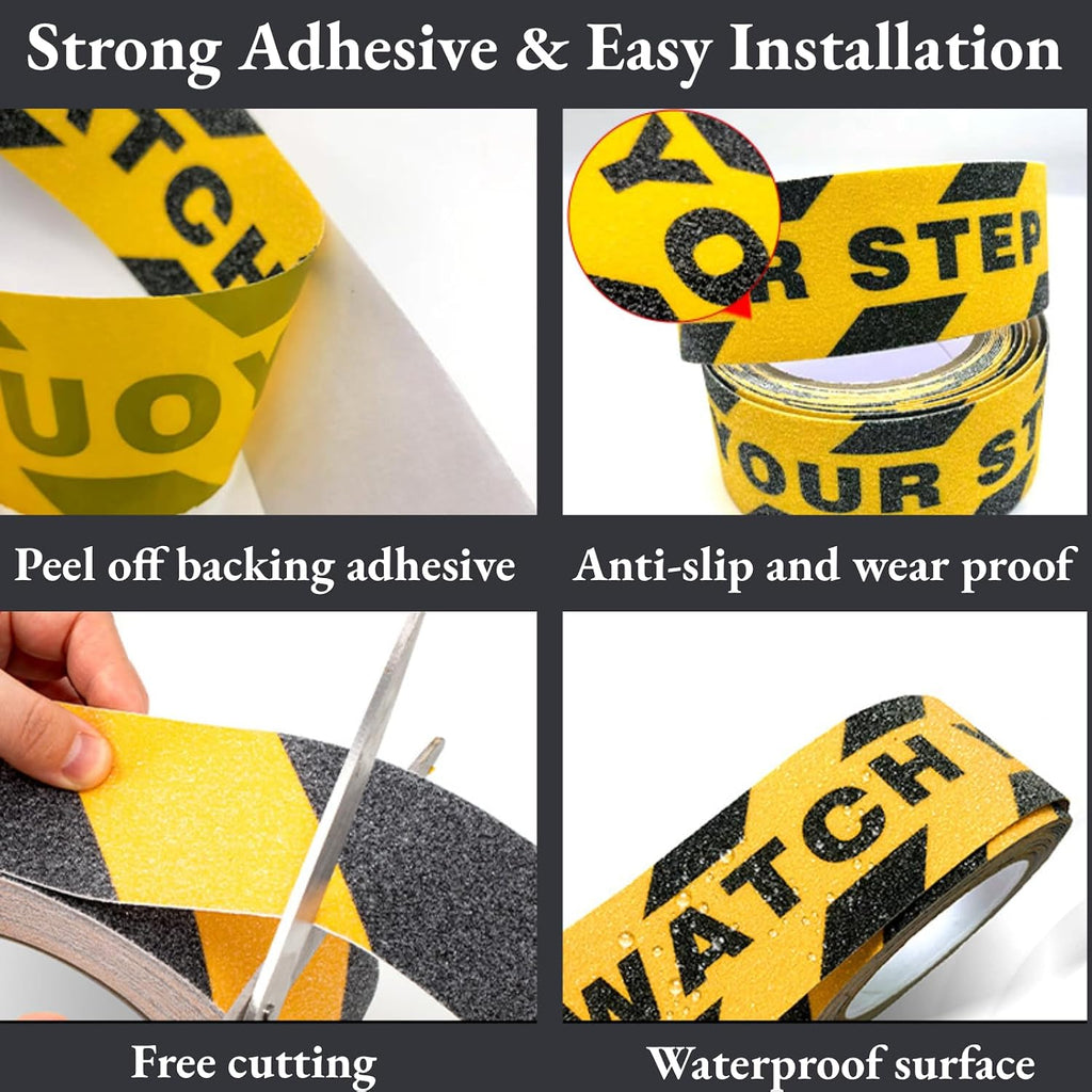 48mm x 5m Anti Slip Tape, Watch Your Step Yellow Black