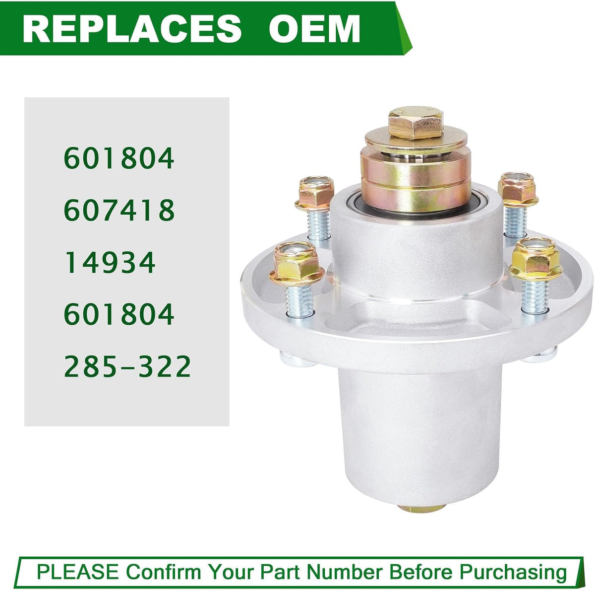 36" 42" 48" 54" 60" Deck Spindle Assembly Fit for Hustler Raptor SDX SD Flip Up Lawn Mower Replaces 601804 607418 607418P (3 Pack)