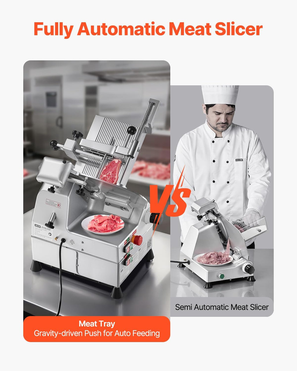 Automatic Meat Slicer, 500W Electric Deli Slicer Machine with 10 inch Sharp 75Cr1 Steel Blade, 0-0.67 inch Adjustable