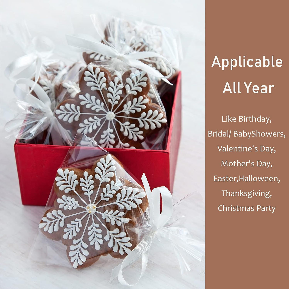 Cellophane Treat Bags, 4x6 In Cellophane Bags With Ties, 100 Pcs