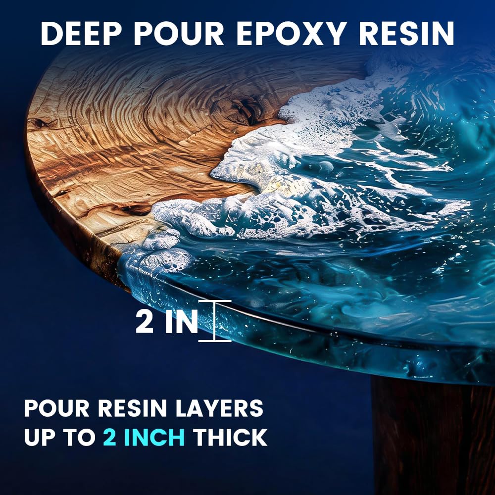 Deep Pour Epoxy Resin — 1.5 Gal, Crystal Clear for River Tables | 2-4" pour depth, bubble-free, UV-resistant, 180-min