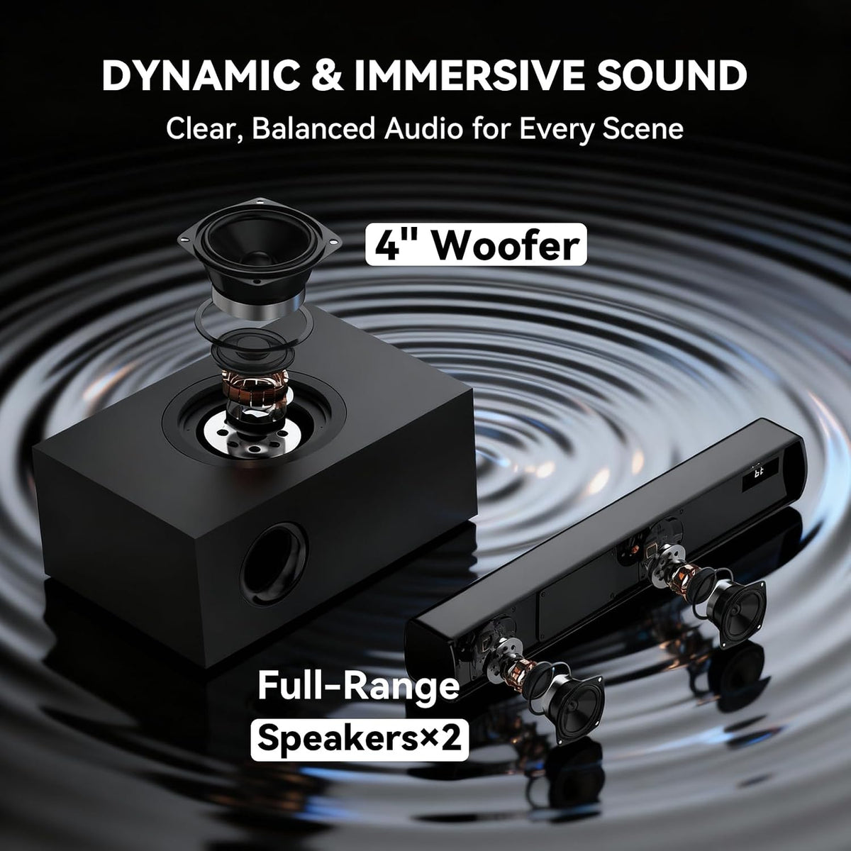 TV Sound Bar Subwoofer Bluetooth, Home Theater Sound Bar System, TV Speakers Sounds Bars Subwoofer, Hdmi(ARC) OPT