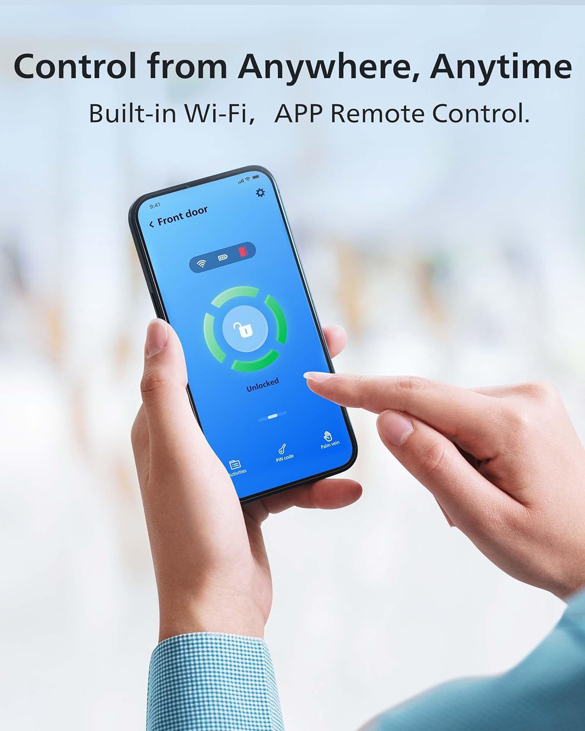 Philips Palm Vein WiFi Smart Lock, 2-in-1 Doorbell+Palm Vein Smart Locks for Front Door, APP Remote Control, Work