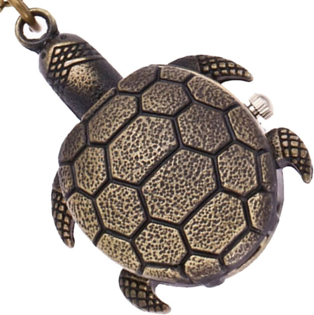 Vintage Pocket Watch - Cute Turtle Pendant Pocket Watch with Chain Quartz Novelty Necklace Retro Pendant ES for Women