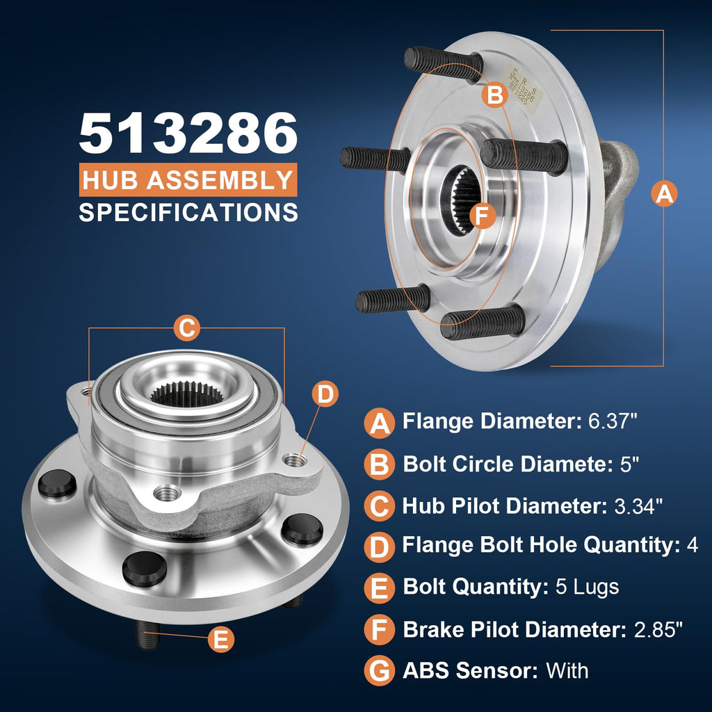 513286 Front Wheel Hub Assembly for Dodge 2009-2020 Journey